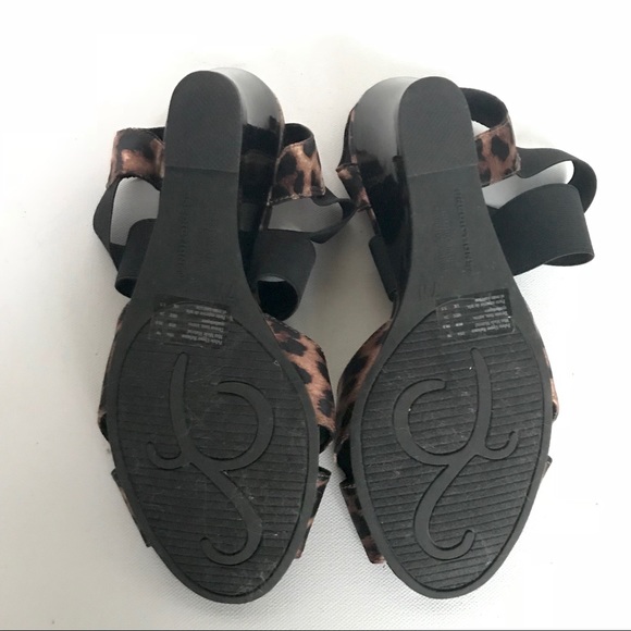 Predictions Leopard Satin Strappy Wedge Sandals 7 - Picture 6 of 7
